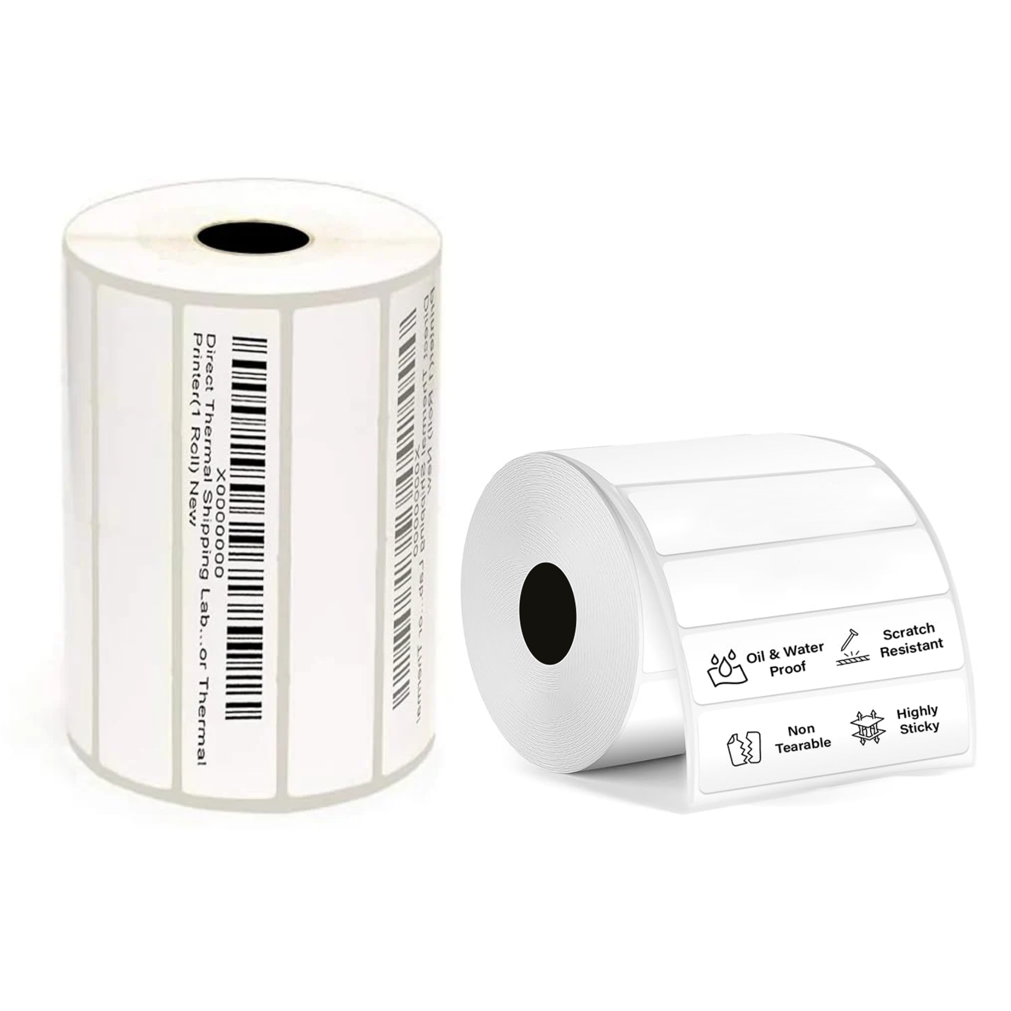 Graphy Impex 2x0.5 Non‑Tearable Direct Thermal Labels – 50x12 mm, 0.5" Core, 500 Labels/Roll – Slim Barcode, Cable & ID Labels