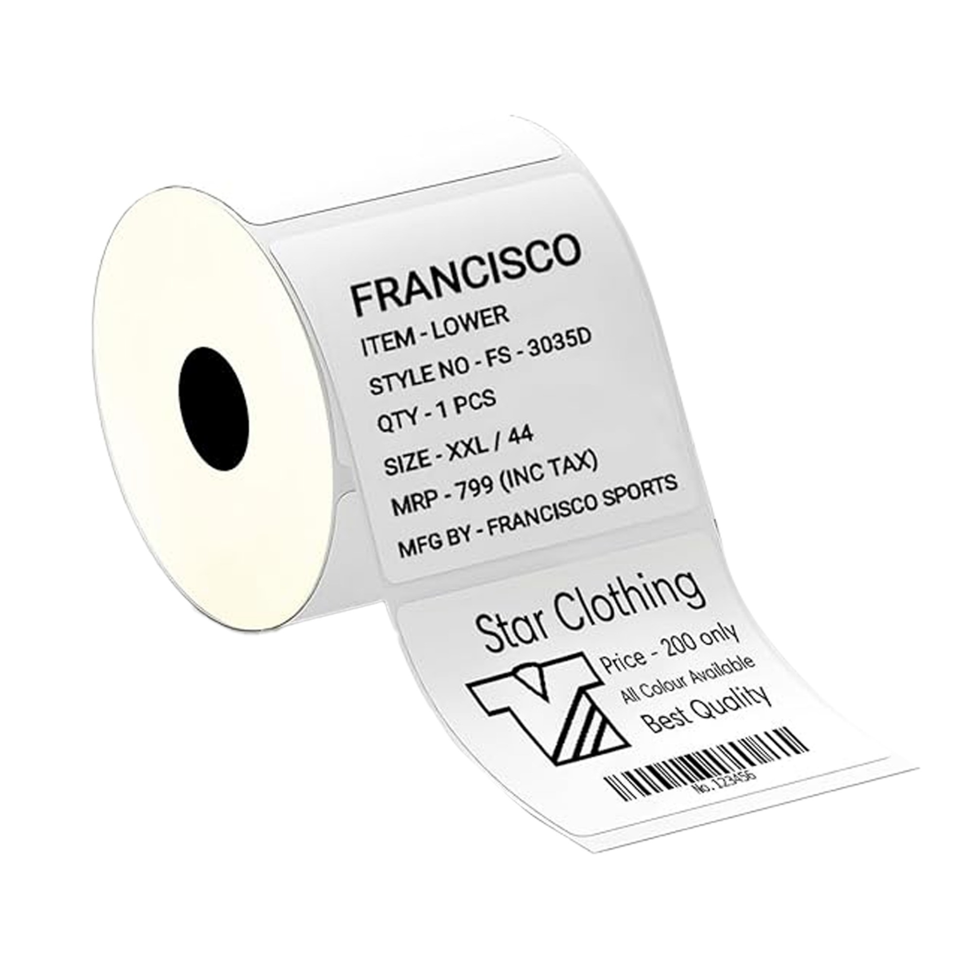 Graphy Impex 2x2 Non‑Tearable Direct Thermal Labels – 50x50 mm, 0.5" Core, 500 Labels/Roll – Price Tags, Product Labels & Barcodes