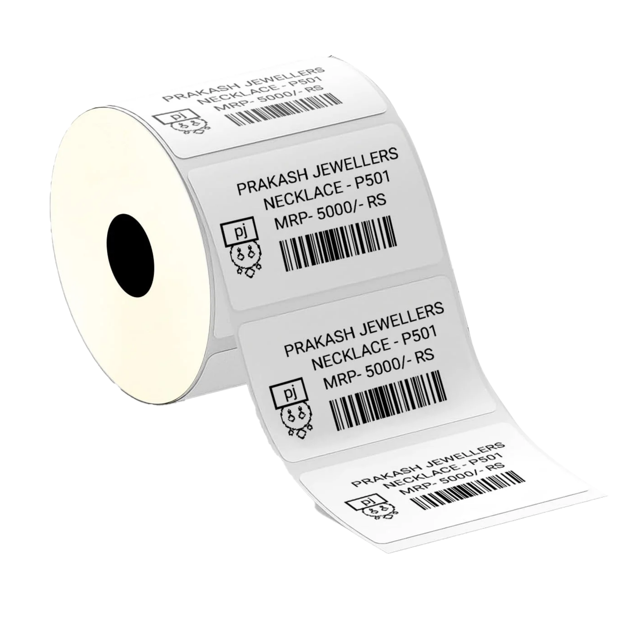 Graphy Impex 2x1.5 Non‑Tearable Direct Thermal Labels – 50x30 mm, 0.5" Core, 500 Labels/Roll – Product Codes, Price Tags & Barcodes