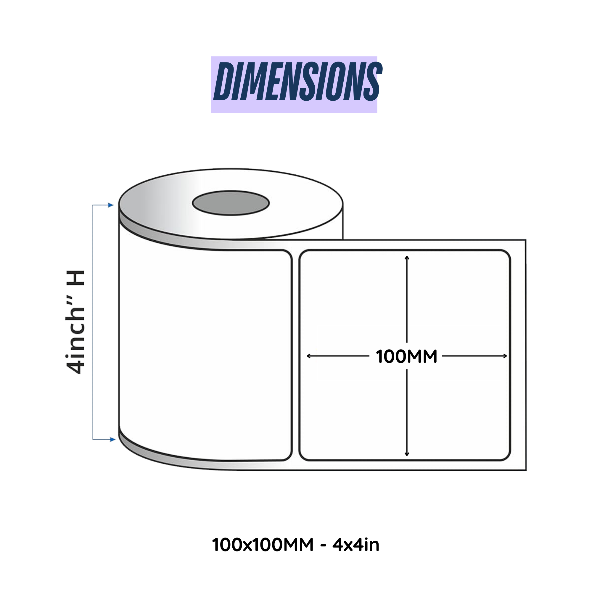 Graphy Impex 4x4 Non‑Tearable Direct Thermal Labels – 100x100 mm, 1" Core, 200 Labels/Roll – Cartons, Pallets & Bin Labels