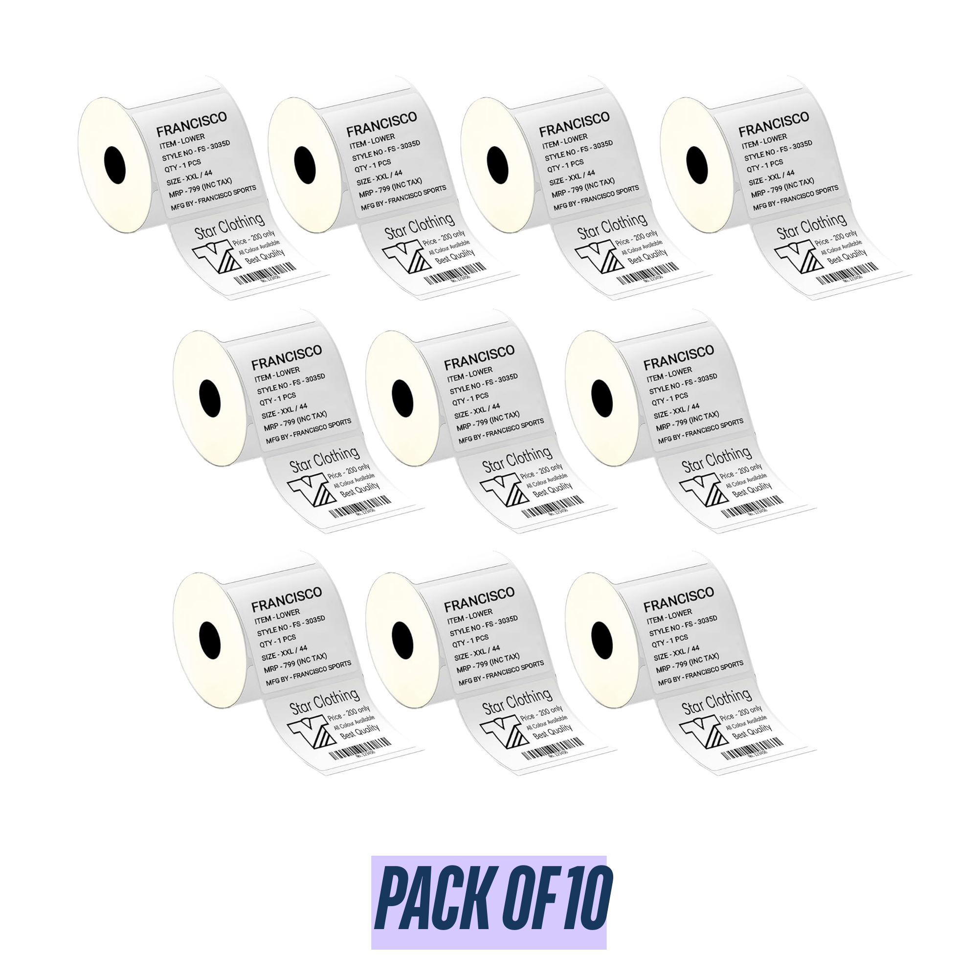 Graphy Impex 2x2 Non‑Tearable Direct Thermal Labels – 50x50 mm, 0.5" Core, 500 Labels/Roll – Price Tags, Product Labels & Barcodes