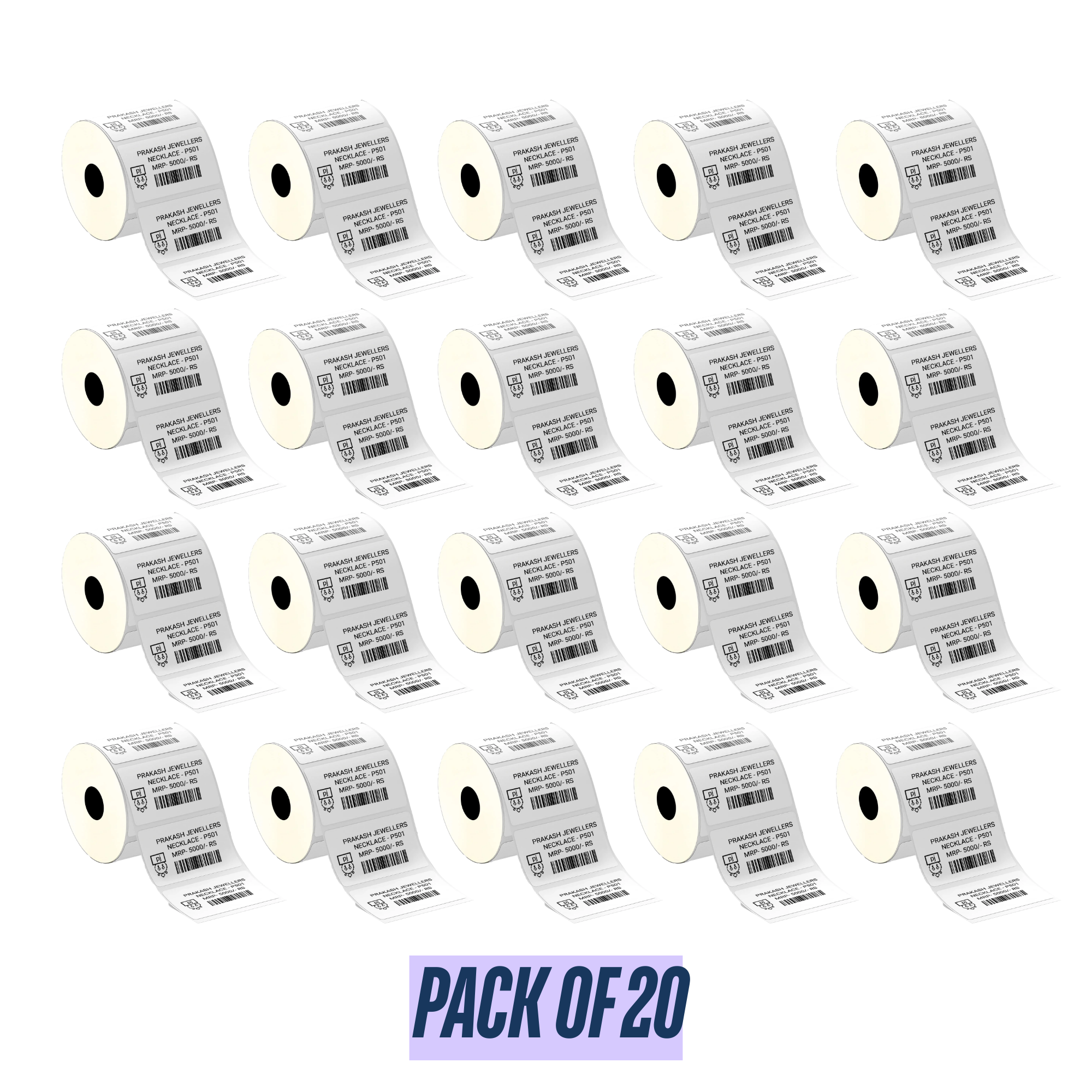 Graphy Impex 2x1.5 Non‑Tearable Direct Thermal Labels – 50x30 mm, 0.5" Core, 500 Labels/Roll – Product Codes, Price Tags & Barcodes