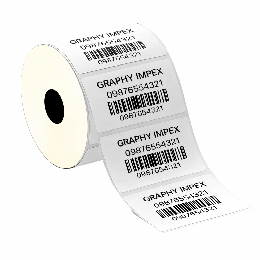 Graphy Impex 2x1 Non‑Tearable Direct Thermal Labels – 50x25 mm, 1" Core, 500 Labels/Roll – Barcodes, SKUs & Shelf Labels