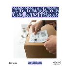 Graphy Impex 4x6 Non‑Tearable Direct Thermal Shipping Labels – 100x150 mm, 1" Core, 200 Labels/Roll – Courier, Logistics & Parcels