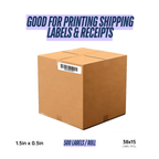 Graphy Impex 1.5x0.5 Non‑Tearable Direct Thermal Labels – 38x15 mm, 1" Core, 500 Labels/Roll – Slim Barcode & ID Labels