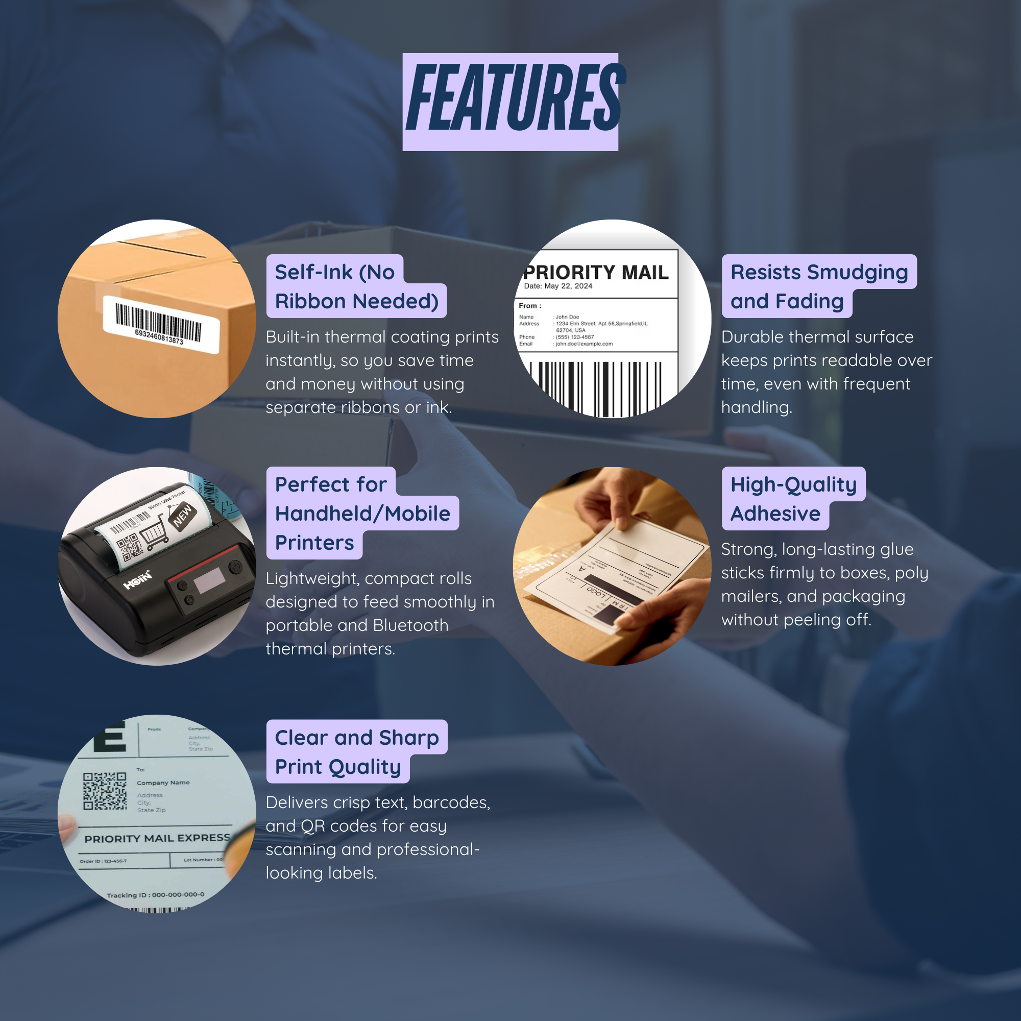 Graphy Impex 4x2 Non‑Tearable Direct Thermal Labels – 100x50 mm, 1" Core, 200 Labels/Roll – Rack, Carton & Barcode Labels