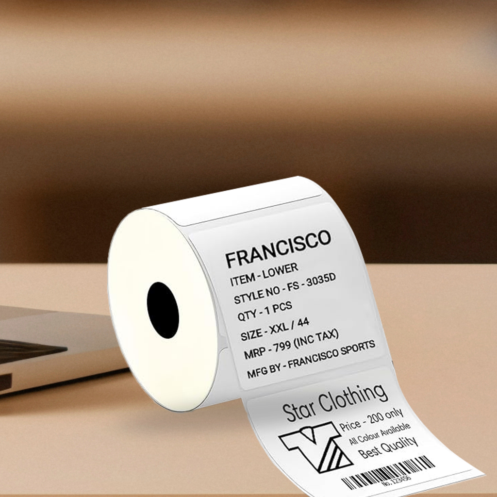 Graphy Impex 2x2 Non‑Tearable Direct Thermal Labels – 50x50 mm, 0.5" Core, 500 Labels/Roll – Price Tags, Product Labels & Barcodes