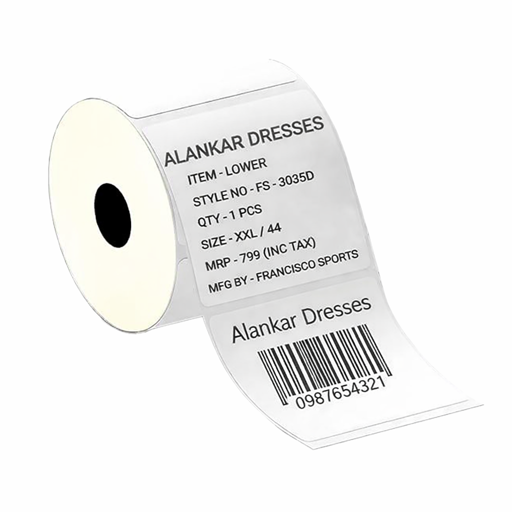 Graphy Impex 2x2 Non‑Tearable Direct Thermal Labels – 50x50 mm, 0.5" Core, 500 Labels/Roll – Price Tags, Product Labels & Barcodes