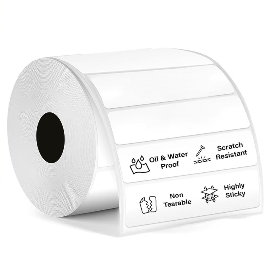 Graphy Impex 2x0.5 Non‑Tearable Direct Thermal Labels – 50x12 mm, 0.5" Core, 500 Labels/Roll – Slim Barcode, Cable & ID Labels